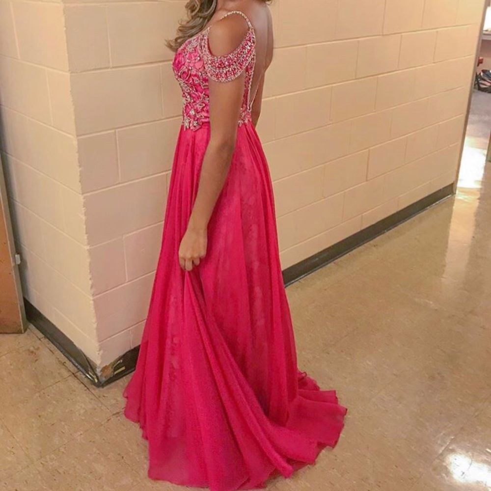 Beautiful Fuchsia Gown With Embellishments - image 3